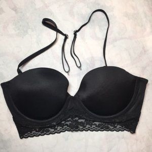 NWOT PINK Victoria's Secret Black Lace Bustier Bra 34D